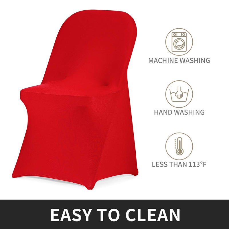 Peomeise Stretch Spandex Folding Chair Cover for Wedding Party Dining Banquet Event (Red,25pcs) - Image 4